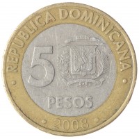 Доминиканская республика 5 песо 2008