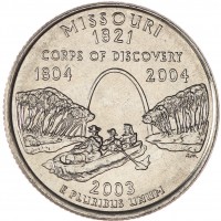 Монета США 25 центов 2003 Миссури