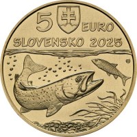 Словакия 5 евро 2025 Дунайский лосось