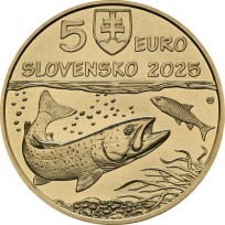 Монета Словакия 5 евро 2025 Дунайский лосось