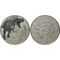 Монета Австрия 3 евро 2020 Тираннозавр