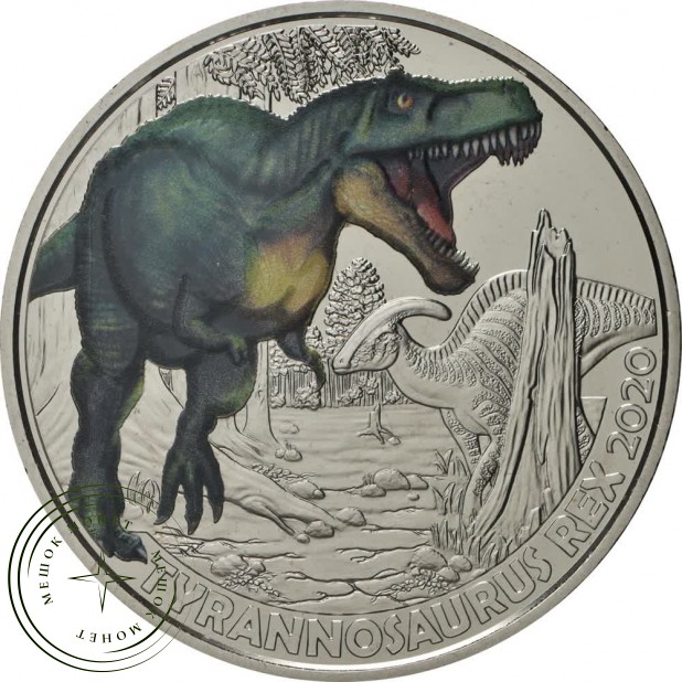 Австрия 3 евро 2020 Тираннозавр
