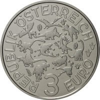 Монета Австрия 3 евро 2020 Тираннозавр