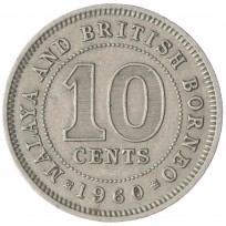 Монета Малайя и Борнео 10 центов 1960