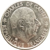 Франция 1 франк 1988 30 лет Пятой Республике Шарль де Голь
