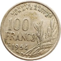 Франция 100 франков 1954