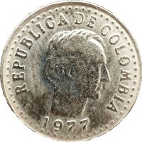 Монета Колумбия 10 сентаво 1977