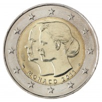 Монета Монако 2 евро 2011 Альберт II и Шарлин