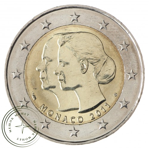 Монако 2 евро 2011 Альберт II и Шарлин