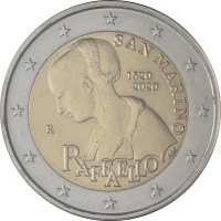 Монета Сан-Марино 2 евро 2020 Рафаэль (буклет)