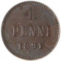 Монета 1 пенни 1891