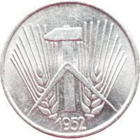 Монета Германия (ГДР) 1 пфенниг 1952