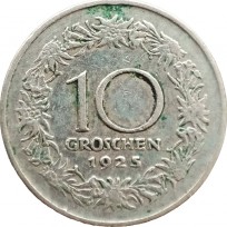 Австрия 10 грошей 1925