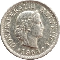Швейцария 5 раппенов 1964