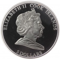 Монета Острова Кука 5 долларов 2008 1020 лет Крещения Руси