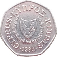 Монета Кипр 50 центов 1993