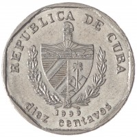 Монета Куба 10 сентаво 1999