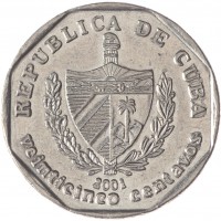 Монета Куба 25 сентаво 2001