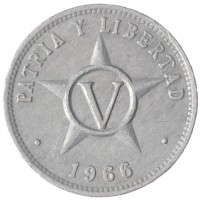 Монета Куба 5 сентаво 1966