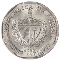 Монета Куба 5 сентаво 2000