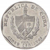 Монета Куба 5 сентаво 2002