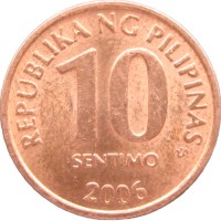 Монета Филиппины 10 сентимо 2006