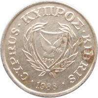 Монета Кипр 2 цента 1988