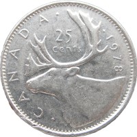 Монета Канада 25 центов 1978 Олень