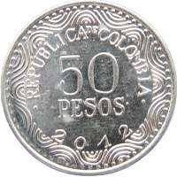 Монета Колумбия 50 песо 2012