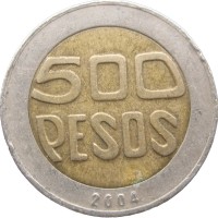 Монета Колумбия 500 песо 2004