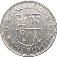 Монета Маврикий 1 рупия 2005