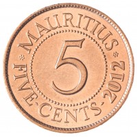 Монета Маврикий 5 центов 2012