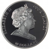 Монета Острова Кука 10 долларов 2008 Русская царица Анна Иоанновна