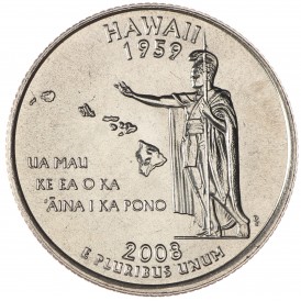 Монета США 25 центов 2008 Гавайи
