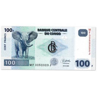 Банкнота Конго 100 франков 2022