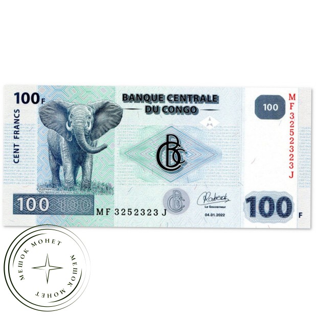 Конго 100 франков 2022