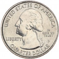 Монета США 25 центов 2012 Национальный парк Гавайские вулканы