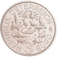 Монета Австрия 3 евро 2017 Крокодил