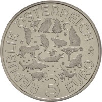 Монета Австрия 3 евро 2017 Крокодил