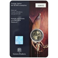 Монета Андорра 2 евро 2024 100 лет лыжного спорта в Андорре (Буклет)