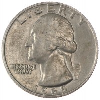 Монета США 25 центов 1965