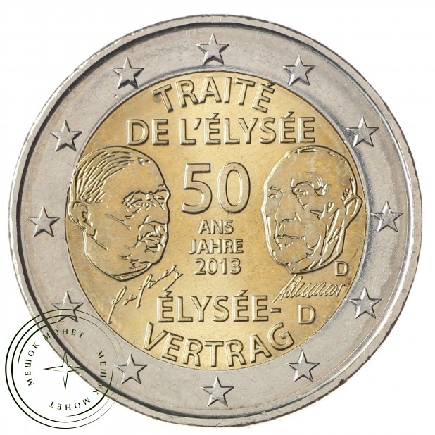Германия 2 евро 2013 50 лет франко-германского Елисейского договора о дружбе и сотрудничестве