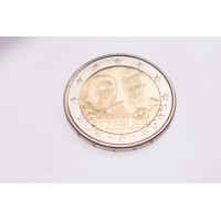 Монета Люксембург 2 евро 2021 40 лет свадьбы Анри и Марии Терезы/голограмма