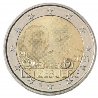 Монета Люксембург 2 евро 2021 40 лет свадьбы Анри и Марии Терезы/голограмма