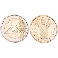 Монета Латвия 2 евро 2018 100 лет независимости прибалтийских государств