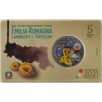 Монета Италия 5 евро 2021 Ламбруско и Тортеллини