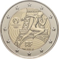 Монета Франция 2 евро 2021 Летние Олимпийские игры в Париже 2024 5 буклетов