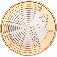 Монета Словения 3 евро 2009 100 лет первому полету