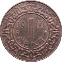 Монета Суринам 1 цент 1966