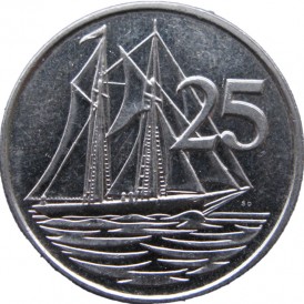 Монета Каймановы острова 25 центов 2005